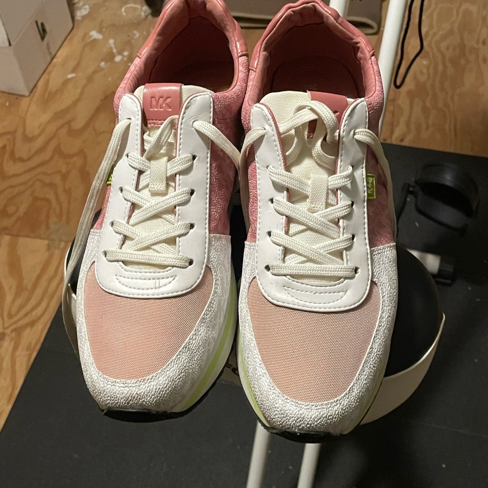 Michael Kors Pink and White Retro Sneakers